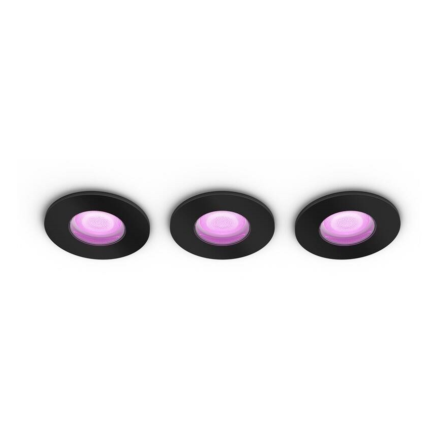 Philips - JUEGO 3x LED RGBW Lámpara de techo regulable para baño Hue XAMENTO 1xGU10/5,7W/230V 2200-6500K IP44
