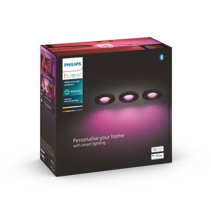 Philips - JUEGO 3x LED RGBW Lámpara de techo regulable para baño Hue XAMENTO 1xGU10/5,7W/230V 2200-6500K IP44