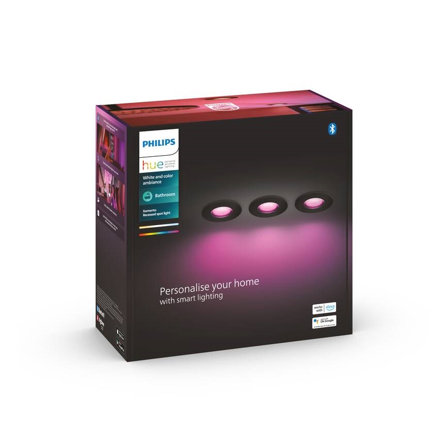 Philips - JUEGO 3x LED RGBW Lámpara de techo regulable para baño Hue XAMENTO 1xGU10/5,7W/230V 2200-6500K IP44