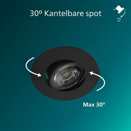 Philips - Juego de 3 luminarias empotrables LED regulables CILANTRO LED/5W/230V 4000K negro