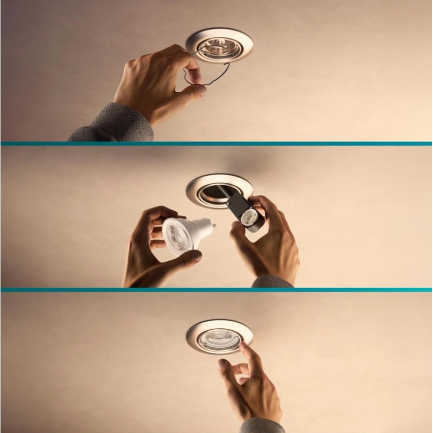 Philips - Juego de 3 luminarias empotradas PERIDOT 1xGU10/7W/230V blanco