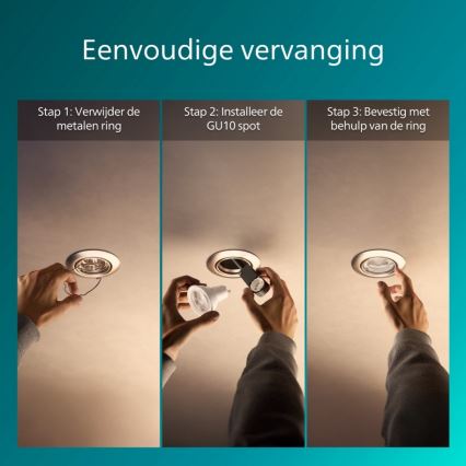 Philips - Juego de 3 luminarias empotradas PERIDOT 1xGU10/7W/230V plateadas