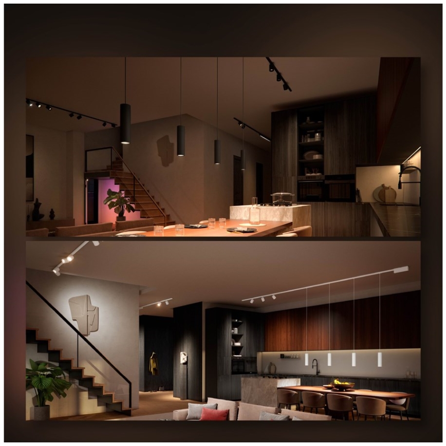 Philips - Pack de 3 lámparas colgantes LED RGB regulables con cable para sistema de riel Hue PERIFO LED RGB/15,6W/230V 2000-6500K