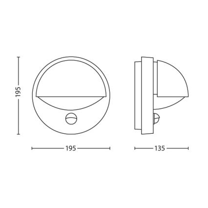Philips - Lámpara de pared exterior con sensor JUNE 1xE27/12W/230V IP44