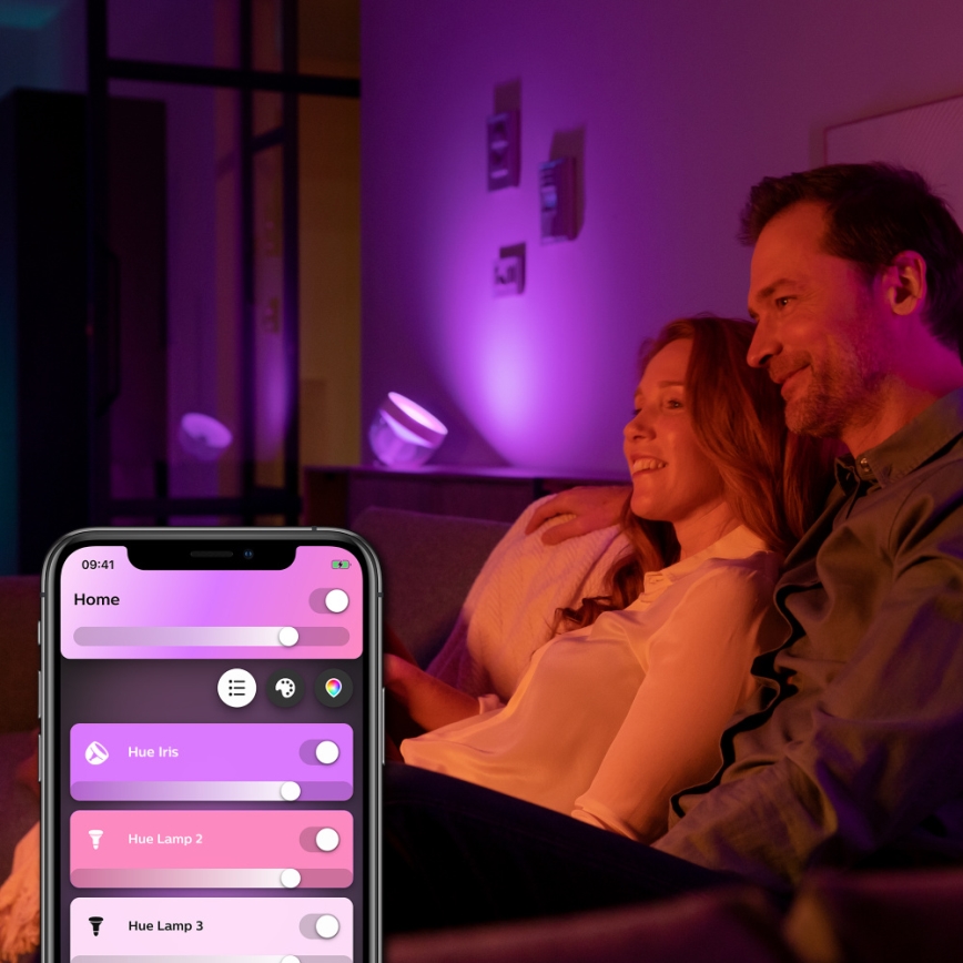 Philips - Lámpara de mesa LED RGB regulable Hue IRIS LED/8,2W/230V 2000-6500K negra