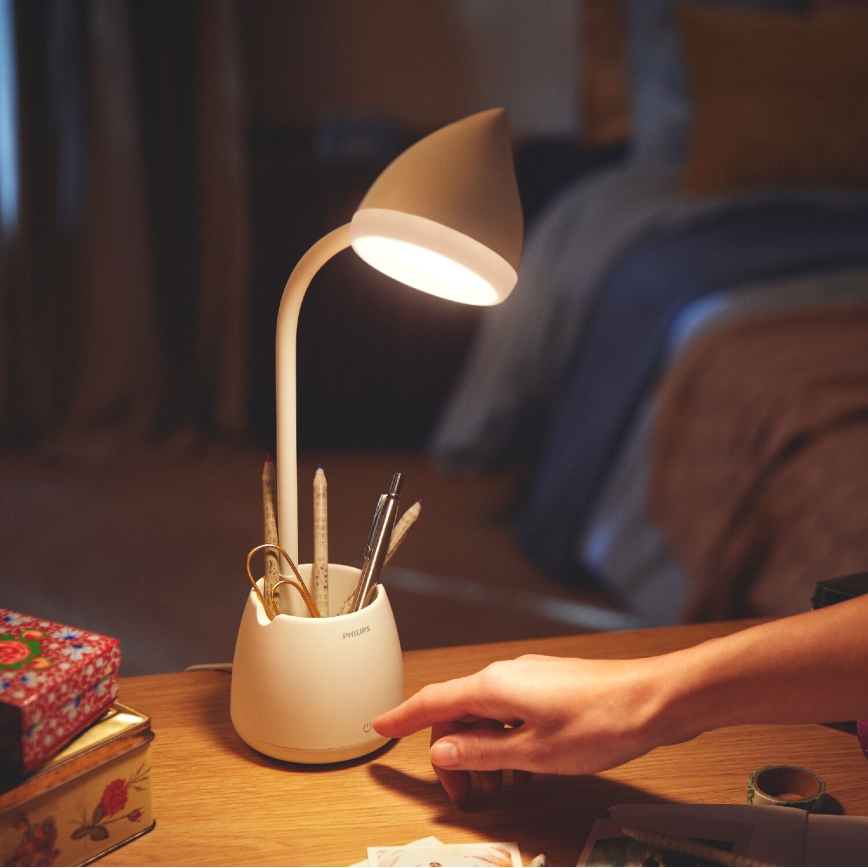 Philips - Lámpara de mesa regulable LED táctil HAT LED/4,5W/5V 1800 mAh 3000/4000/5700K CRI 90
