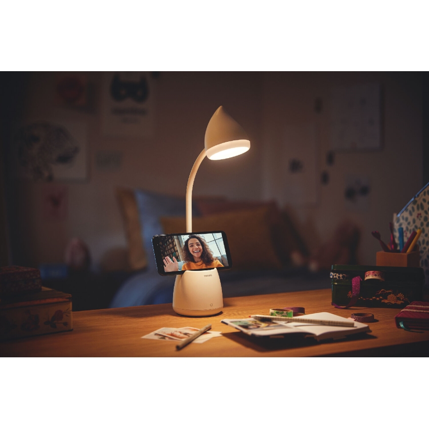 Philips - Lámpara de mesa regulable LED táctil HAT LED/4,5W/5V 1800 mAh 3000/4000/5700K CRI 90