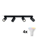 Philips - Lámpara de techo con 4 focos LED RGBW regulable PONGEE 4xGU10/4,9W/230V 2700-6500K negra