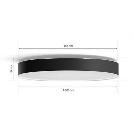 Philips - Lámpara de techo LED regulable Hue LED/48W/230V 2200-6500K Ø 551 mm negra + mando a distancia