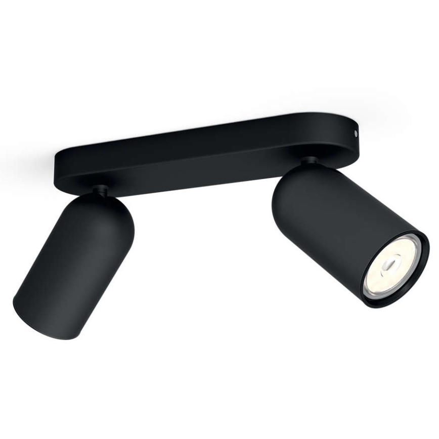 Philips - Foco LED RGBW regulable PONGEE 2xGU10/4,8W/230V 3000K negro + mando a distancia