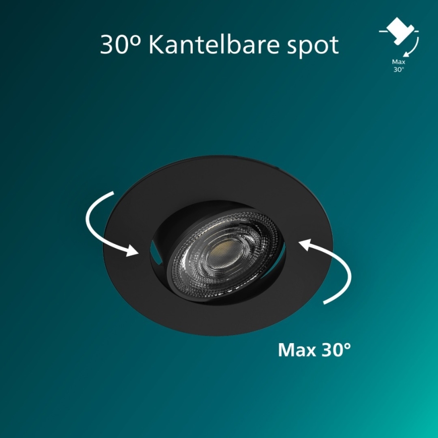 Philips - Luminaria empotrada LED regulable CILANTRO LED/5W/230V 2700K negra