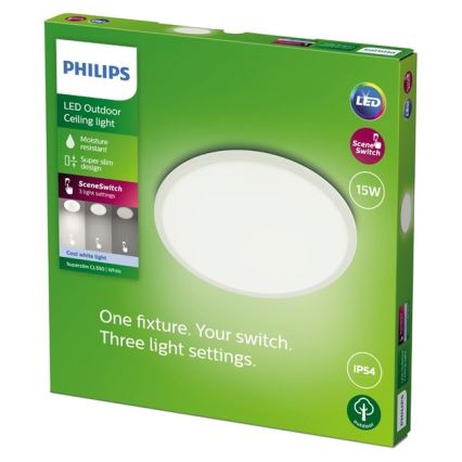 Philips - Lámpara LED exterior regulable SUPERSLIM SCENE SWITCH LED/15W/230V IP54 blanco