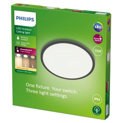 Philips - Lámpara LED exterior regulable SUPERSLIM SCENE SWITCH LED/15W/230V IP54 negro