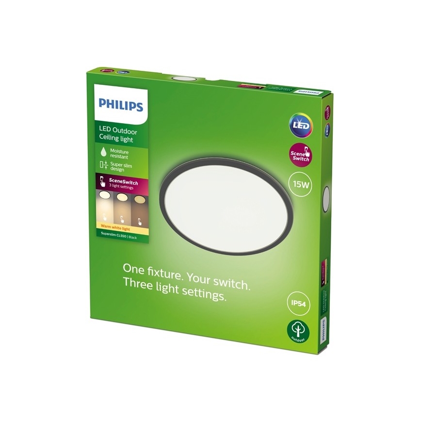 Philips - Lámpara LED exterior regulable SUPERSLIM SCENE SWITCH LED/15W/230V IP54 negro