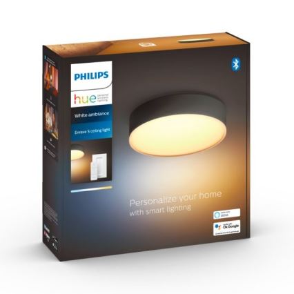 Philips - Plafón LED regulable Hue LED/9,6W/230V 2200-6500K d. 261 mm negro + mando a distancia