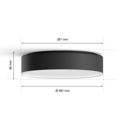 Philips - Plafón LED regulable Hue LED/9,6W/230V 2200-6500K d. 261 mm negro + mando a distancia