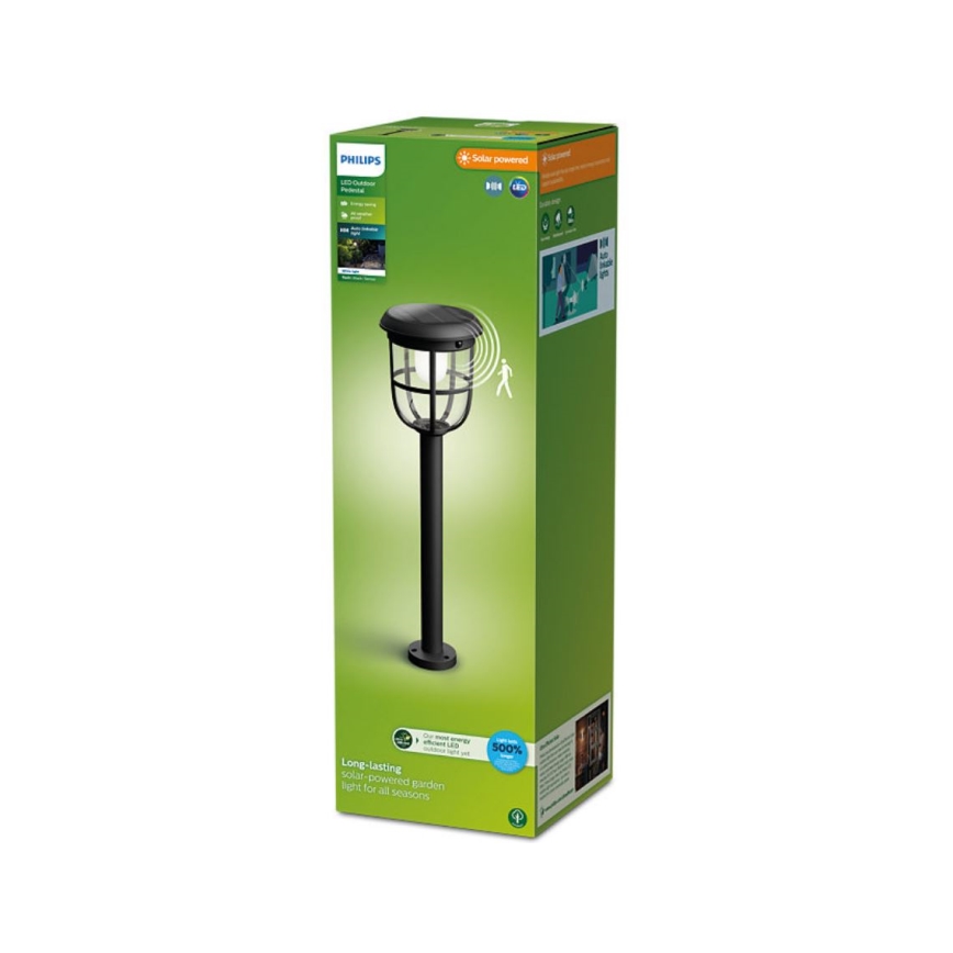 Philips - Lámpara solar LED con sensor de movimiento y crepuscular RADII LED/1,3W/3,7V 2000 mAh 3000K IP44