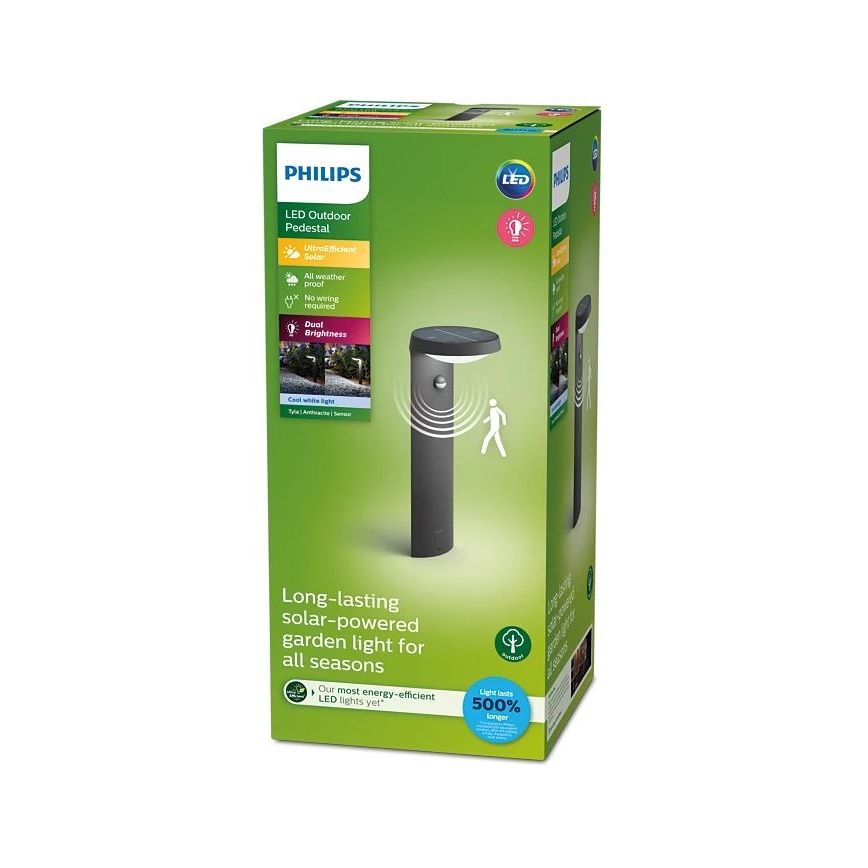 Philips - Lámpara solar LED con sensor de movimiento y crepuscular LED/1,2W/4V 1800 mAh 4000K IP44