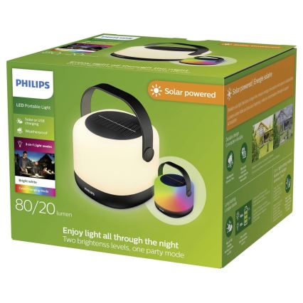 Philips - Lámpara solar portátil LED RGBW regulable ALULA LED/1,2W/5V 1200 mAh IP44