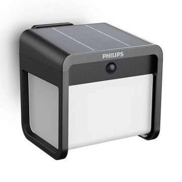 Philips - LED Luz solar de pared con sensor de movimiento y crepuscular EZRA LED/1,8W/3,7V 2600 mAh 3000K IP44