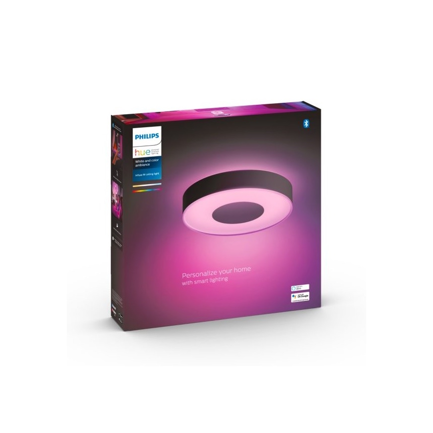 Philips - Lámpara de techo LED RGB regulable Hue INFUSE LED/33,5W/230V 2000-6500K diámetro 381 mm negra