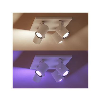 Philips - LED RGBW Foco regulable Hue ARGENTA 4xGU10/4,2W/230V 2000-6500K
