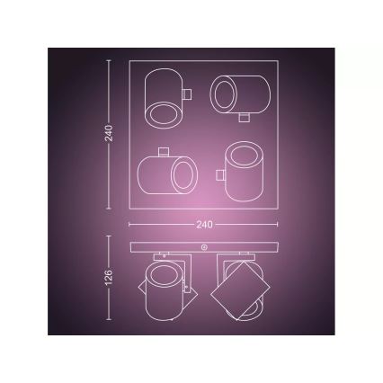 Philips - LED RGBW Foco regulable Hue ARGENTA 4xGU10/4,2W/230V 2000-6500K