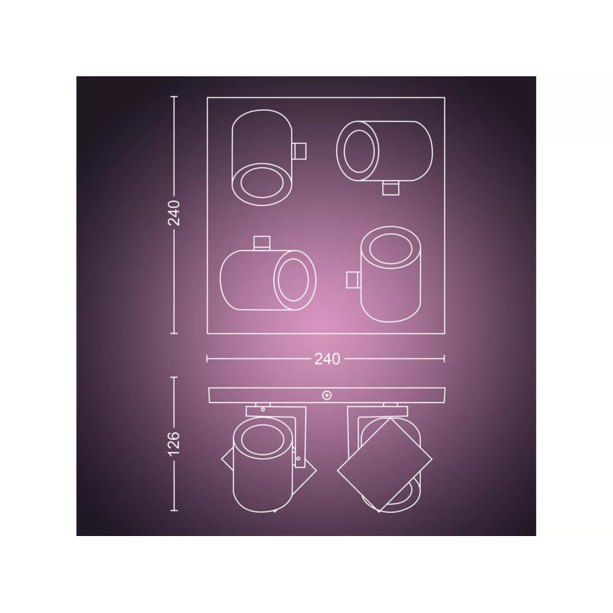 Philips - LED RGBW Foco regulable Hue ARGENTA 4xGU10/4,2W/230V 2000-6500K