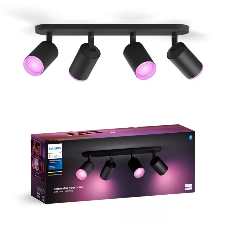 Philips - LED RGBW Foco regulable Hue FUGATO 4xGU10/4,2W/230V 2000-6500K negro
