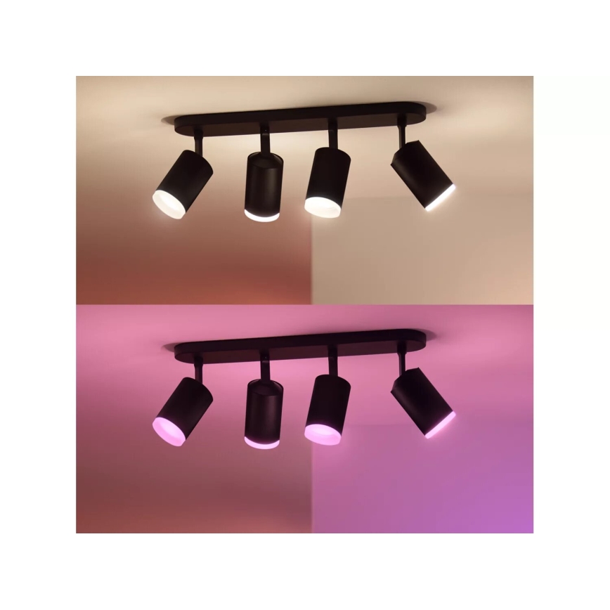 Philips - LED RGBW Foco regulable Hue FUGATO 4xGU10/4,2W/230V 2000-6500K negro