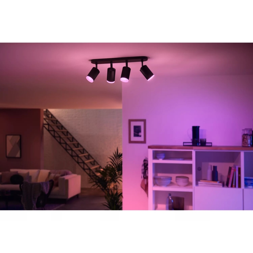 Philips - LED RGBW Foco regulable Hue FUGATO 4xGU10/4,2W/230V 2000-6500K negro