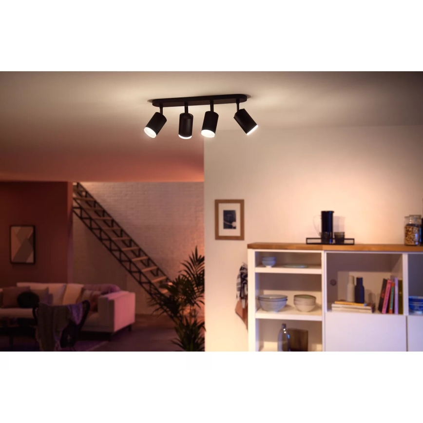 Philips - LED RGBW Foco regulable Hue FUGATO 4xGU10/4,2W/230V 2000-6500K negro