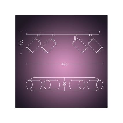 Philips - LED RGBW Foco regulable Hue FUGATO 4xGU10/4,2W/230V 2000-6500K negro