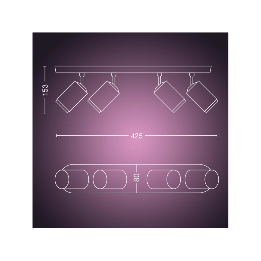 Philips - LED RGBW Foco regulable Hue FUGATO 4xGU10/4,2W/230V 2000-6500K negro