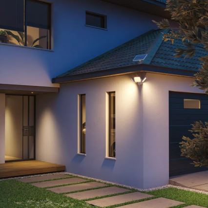 Philips - Aplique solar LED de pared con sensor ZYREN LED/24,5W/3,7V 2600 mAh 3000K IP65 blanco