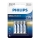 Philips LR03E4B/10 - 4 unidades Pilas alcalinas AAA ULTRA ALKALINE 1,5V 1250mAh