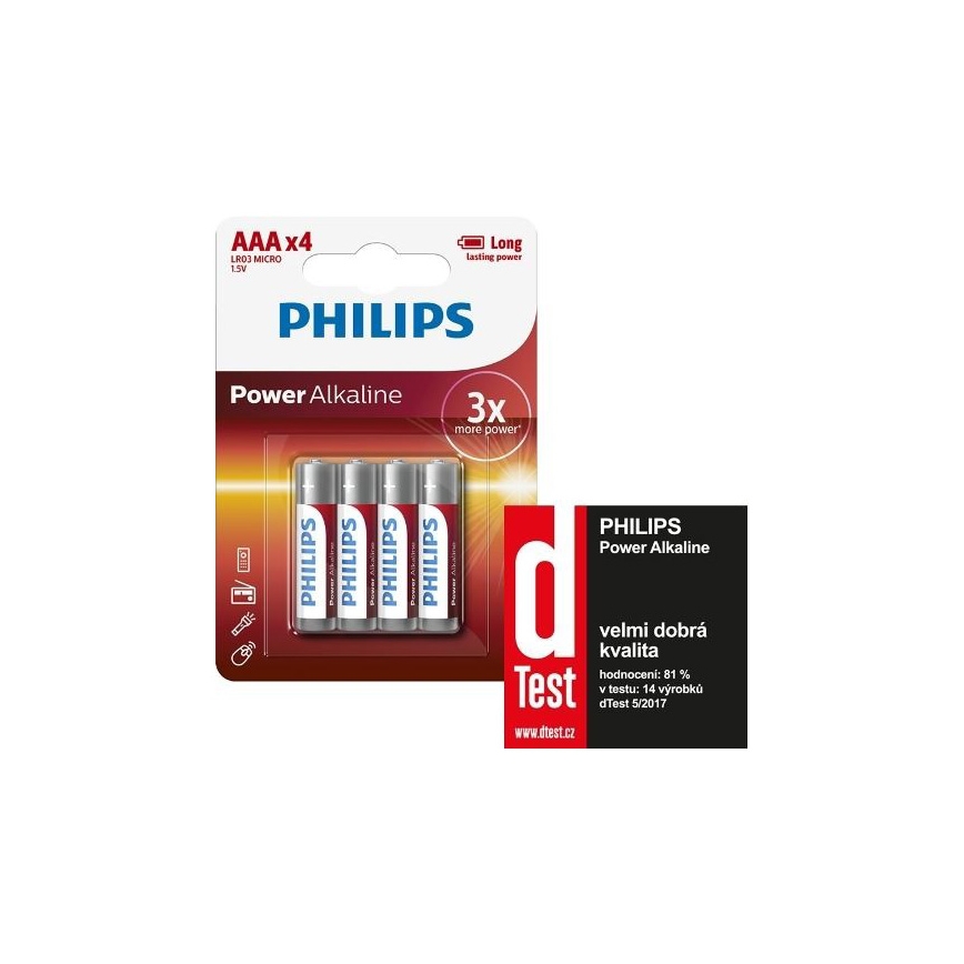 Philips LR03P4B/10 - 4 pz. Pila alcalina AAA POWER ALKALINE 1,5V