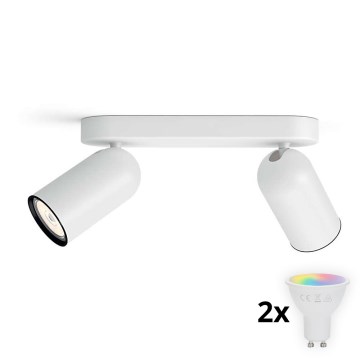 Philips - Luminaria empotrable LED RGBW regulable PONGEE 2xGU10/4,8W/230V 3000K blanca + mando a distancia