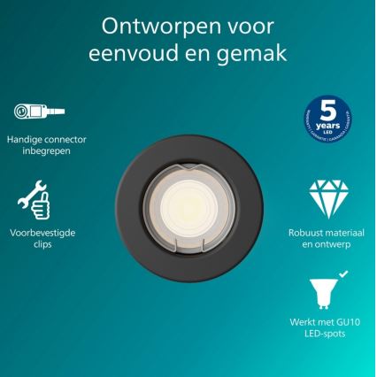 Philips - Luminaria empotrable PERIDOT 1xGU10/7W/230V negra