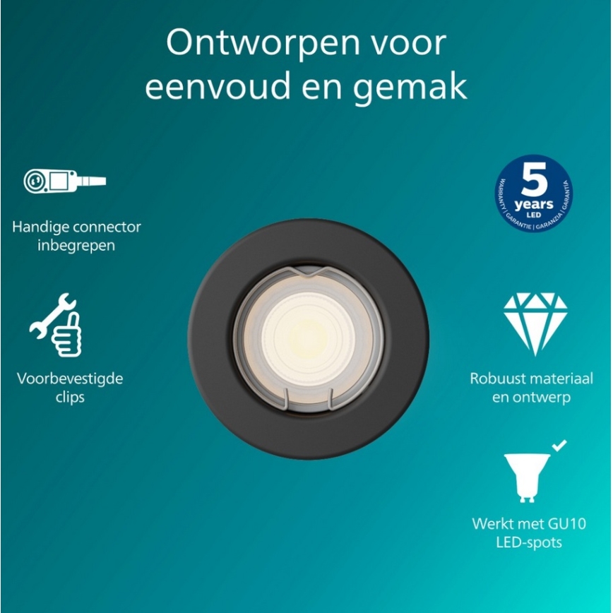 Philips - Luminaria empotrable PERIDOT 1xGU10/7W/230V negra