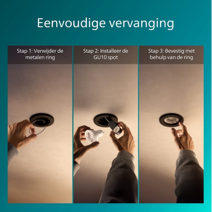 Philips - Luminaria empotrable PERIDOT 1xGU10/7W/230V negra