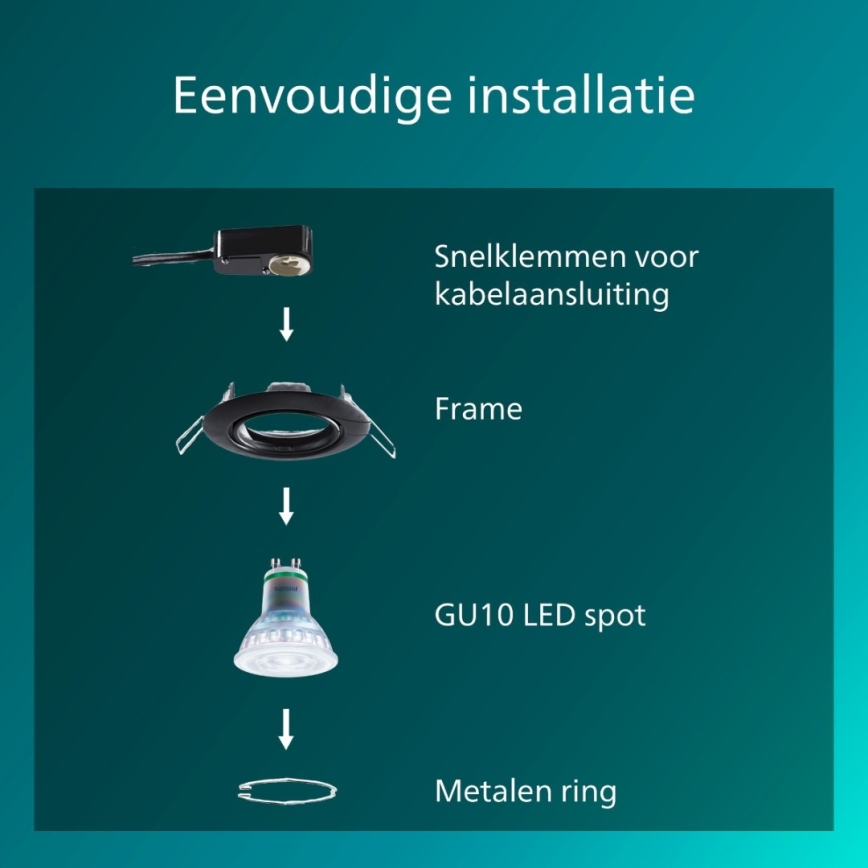 Philips - Luminaria empotrada de techo PERIDOT 1xGU10/7W/230V negra