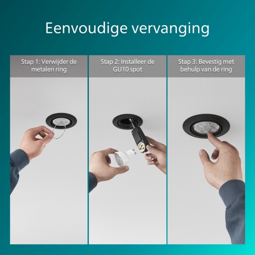 Philips - Luminaria empotrada de techo PERIDOT 1xGU10/7W/230V negra