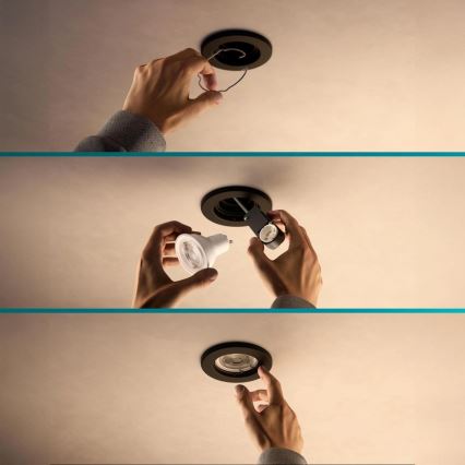 Philips - Luminaria empotrada LED RGBW regulable PERIDOT 1xGU10/6W/230V negra + mando a distancia