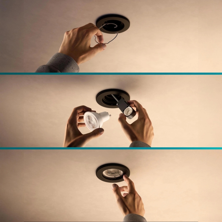 Philips - Luminaria empotrada LED RGBW regulable PERIDOT 1xGU10/6W/230V negra + mando a distancia