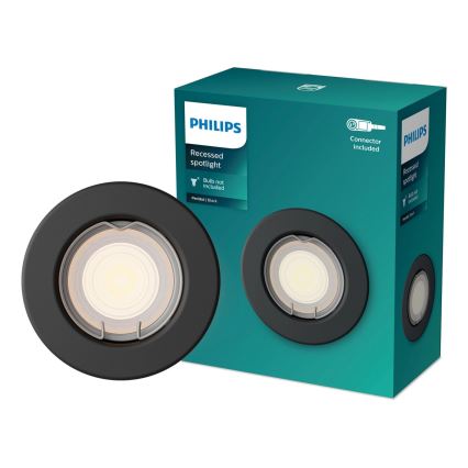 Philips - Luminaria empotrada LED RGBW regulable PERIDOT 1xGU10/6W/230V negra + mando a distancia