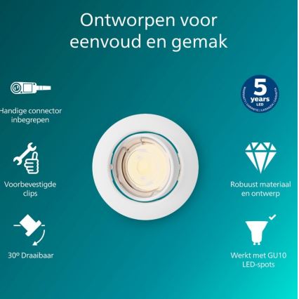 Philips - Luminaria empotrada PERIDOT 1xGU10/7W/230V blanca