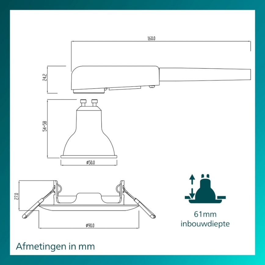 Philips - Luminaria empotrada PERIDOT 1xGU10/7W/230V blanca