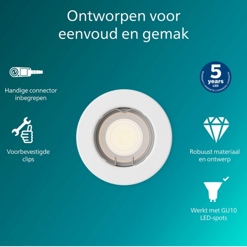 Philips - Luminaria empotrada PERIDOT 1xGU10/7W/230V blanca