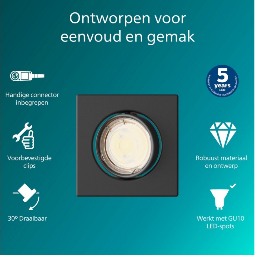 Philips - Luminaria empotrada PERIDOT 1xGU10/7W/230V negra